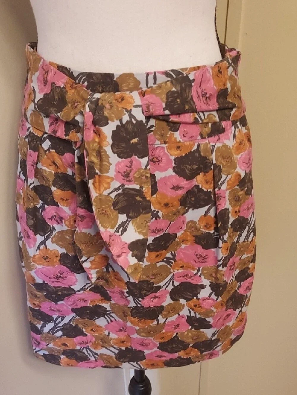 Jack by BB Dakota Pink Brown Floral A-Line Skirt